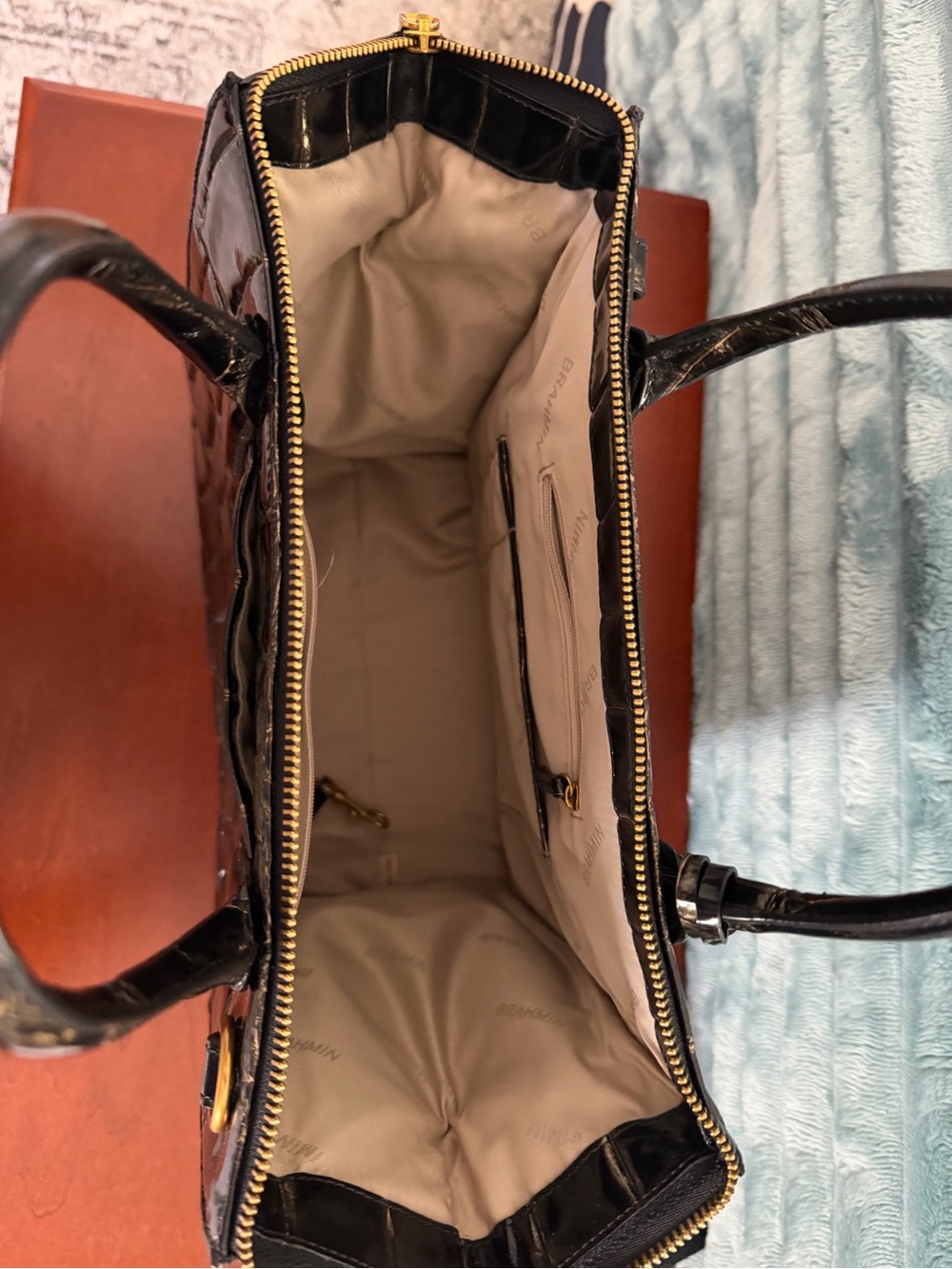 Brahmin Caroline Black Nerina Satchel with Matching Wallet - Picture 3 of 9